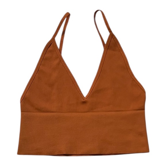 Free People Ali Low Back Seamless Bra Top XS/S Kona Rust Brown NWOT - Picture 1 of 2